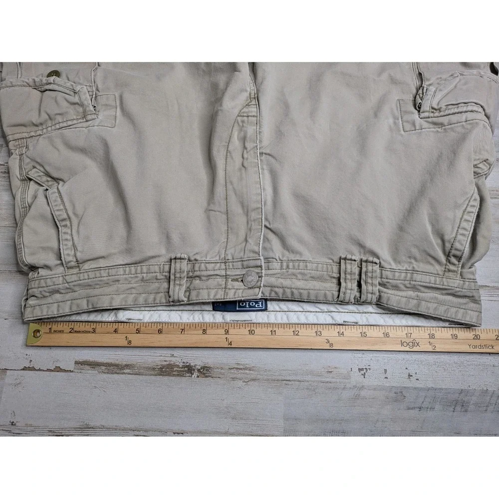 Vintage Y2K Polo By Ralph Lauren Cargo Shorts Mens 40 Khaki Thick Classic Cotton